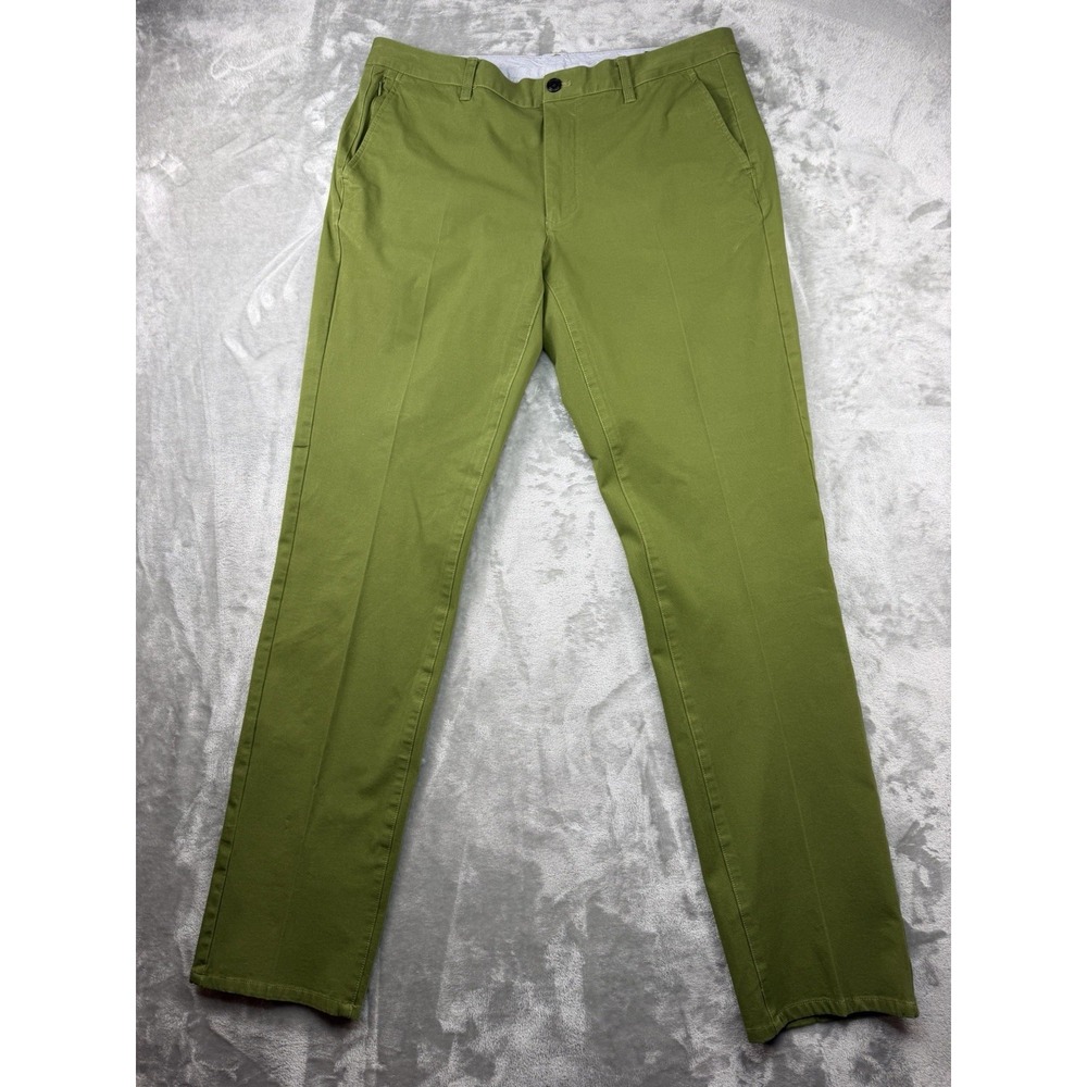 Bonobos Slim Chino Pants Mens 36x34 Khaki Cotton Stretch Trousers Green